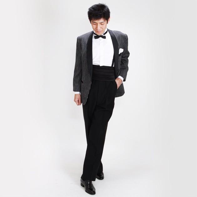 タキシード レンタル XS・Sサイズ 〜168cm 黒ストライプ NT-464 あす