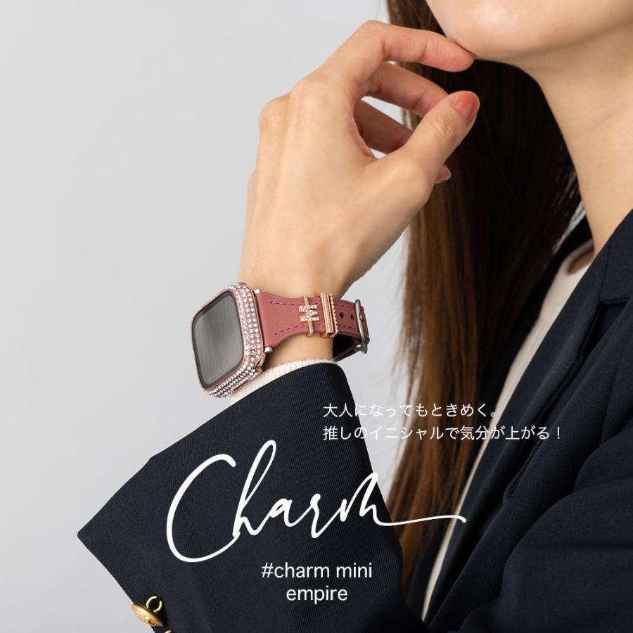 チャーム ミニ アクセサリー for Lily slim / STACY アップルウォッチ バンド 8 7 SE レディース かわいい イニシャル キラキラ 華やか ローズゴールド | エンパイア | 02