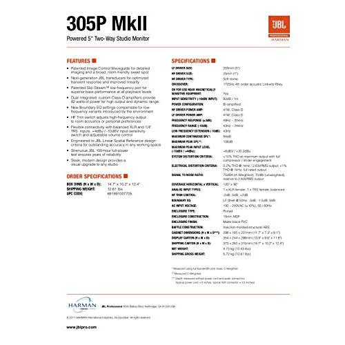 JBL PROFESSIONAL 305P MkII パワードモニタースピーカー 1本 ブラック