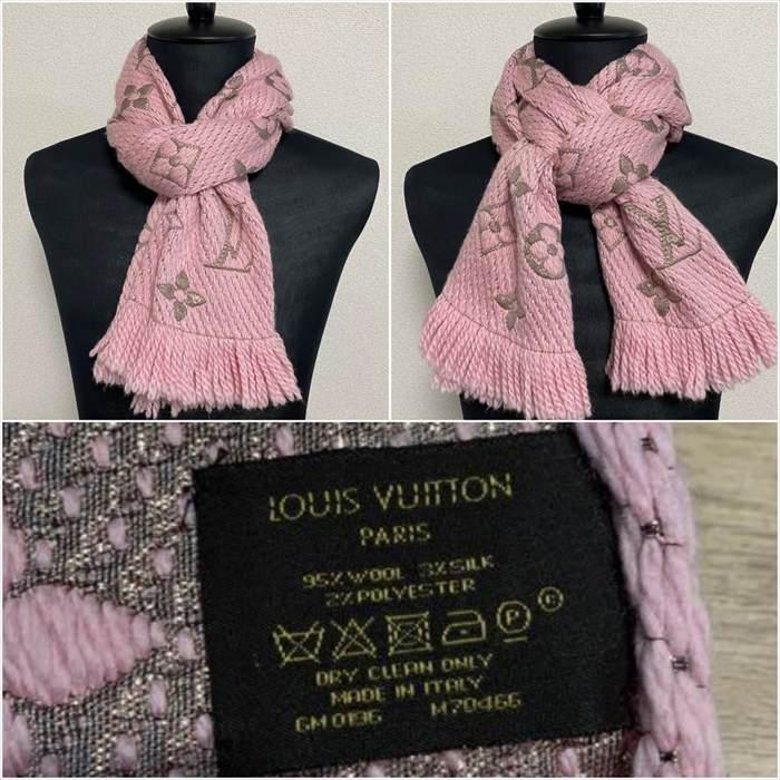 【中古】 LOUIS VUITTON ルイヴィトン エシャルプ ロゴマニア  マフラー シャインピンク M70466｜italia-na｜09