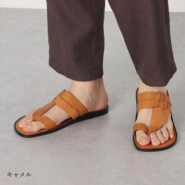 サンダル メンズ 日本製 牛革 レザートングサンダル 徳島 本革2トーン