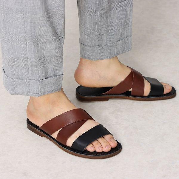 サンダル メンズ レザー ダブルベルト トング フラット 日本製 徳島 おしゃれ 国産 皮サンダル 本革 2トーンカラー 全9色 |  | 25