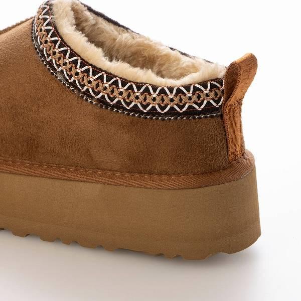 レディース あったか スリッポン フェイクムートン デザイン