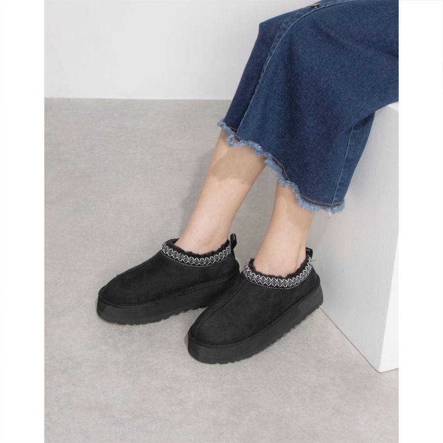 レディース あったか スリッポン フェイクムートン デザイン