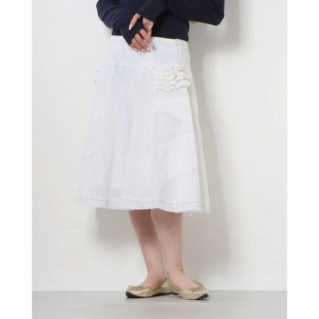 在庫処分品 FREESOUL　フリーソウル 刺繍スカート (ホワイト)｜italico｜03