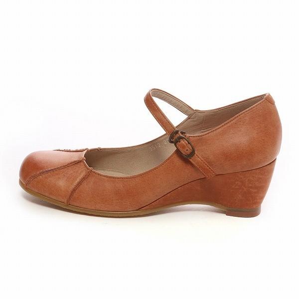 日本製 本革 パンプス ローヒール ウェッジ ストラップ 歩きやすい