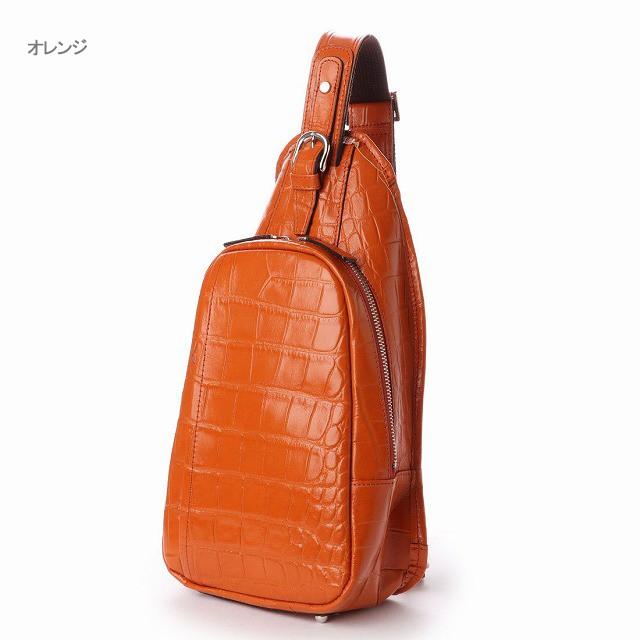 日本製 ボディバッグ クロコ型押し 牛革 国産 ITALICO レザー 