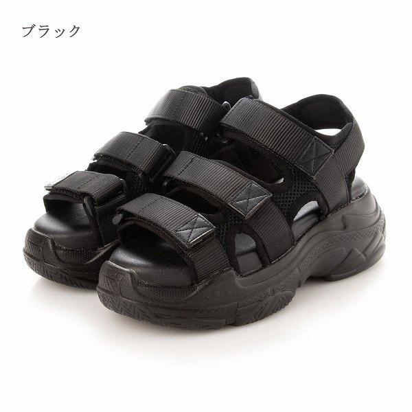 ダットサンダル レディース 厚底 ベルクロストラップ スポーツ 2色