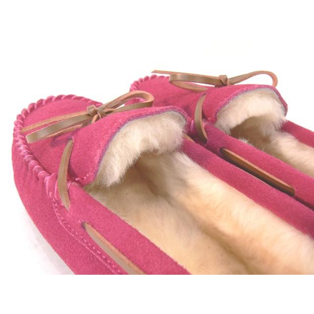 シープムートン ローファー レディース ムートン100％ ファー リボン