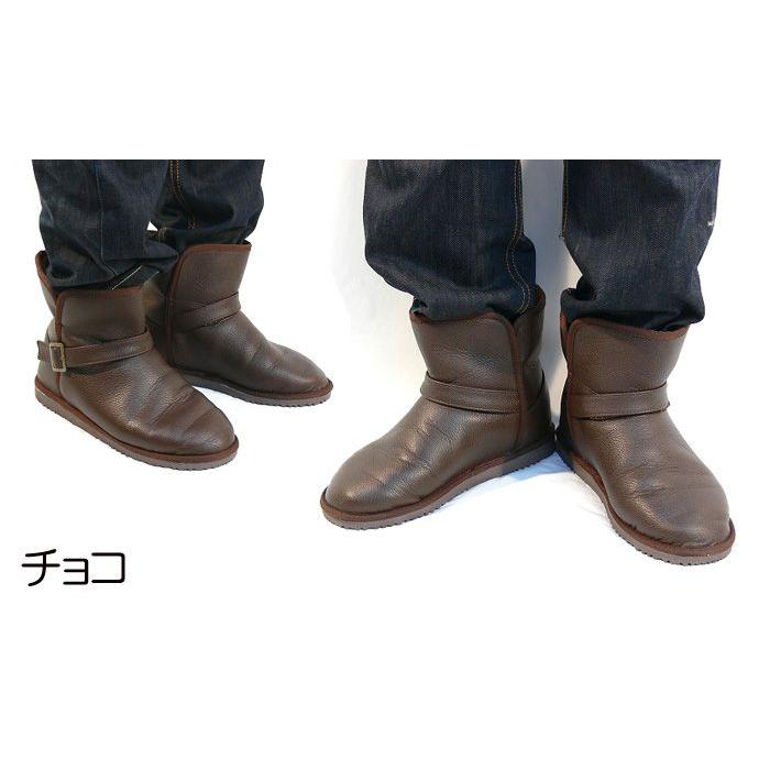 ムートンブーツ メンズ フェイクレザー エンジニアブーツ ショート丈