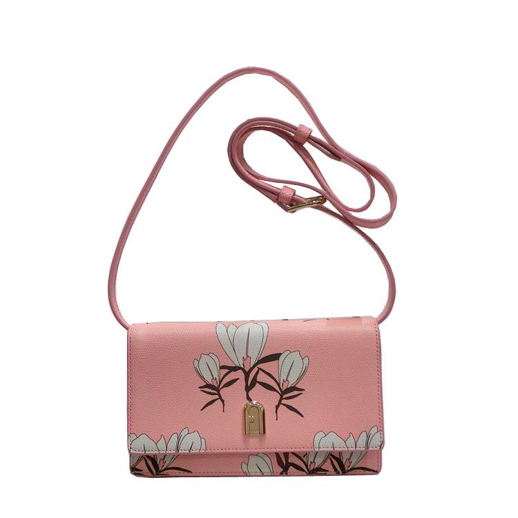 FURLA 父の日 フルラ ショルダーバッグ toni rosa chiaro 花柄 レザー 