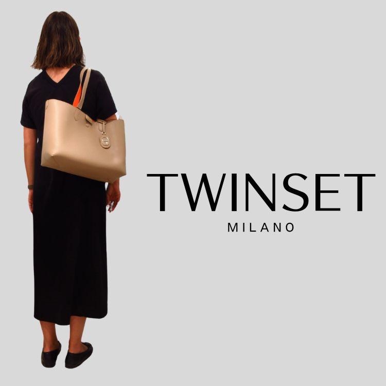 プレゼント トートバッグ ツインセット TWINSET Everywhere リバーシブル ショッパーバッグ カーフレザー 本革 ブランド オレンジ ベージュ (t77)_22