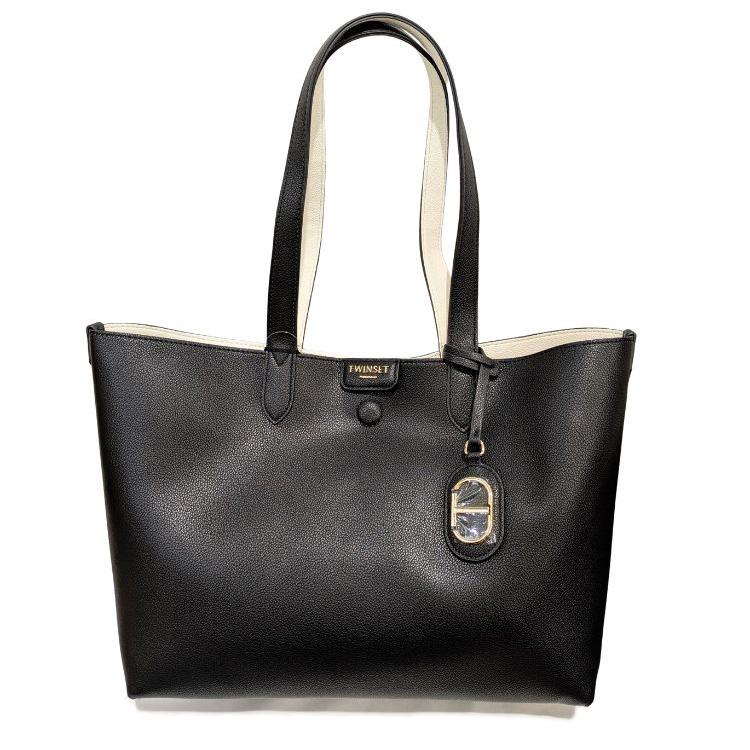 プレゼント トートバッグ ツインセット TWINSET Everywhere リバーシブル ショッパーバッグ カーフレザー 本革 ブランド オレンジ ベージュ (t77)_3