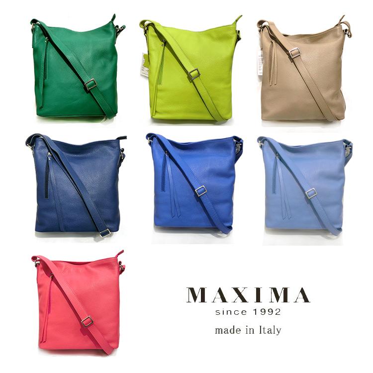 プレゼント ショルダーバッグ 本革 レザー マキシマ クロスボディ グリーン ピンク ブルー MAXIMA イタリア d4088 斜め掛け 並行輸入品(t67)_14