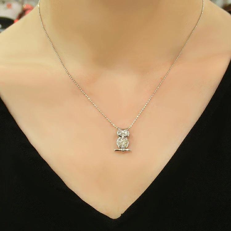 プレゼント ネックレス プラチナ PT ダイヤモンド フクロウ ペンダント 4月誕生石 縁起 宝石 梟 ふくろう 不苦労 幸運 (p10)の画像