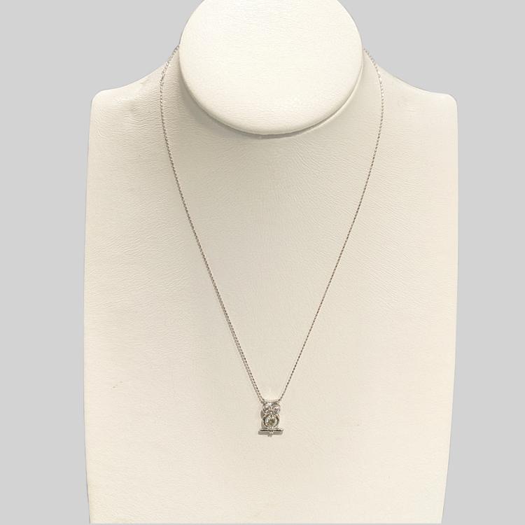 プレゼント ネックレス プラチナ PT ダイヤモンド フクロウ ペンダント 4月誕生石 縁起 宝石 梟 ふくろう 不苦労 幸運 (p10)の画像