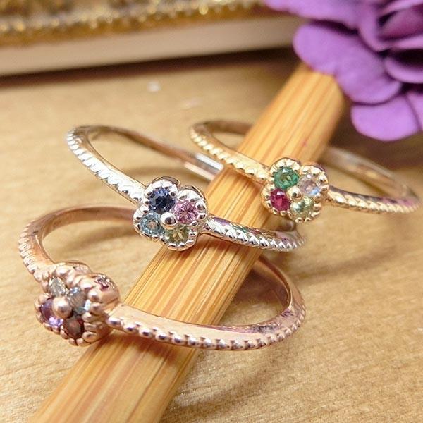 プレゼント (見積商品) 選べる誕生石 地金 指輪 フラワー 花 リング 10