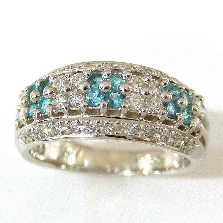 pt900トルマリンリング(ダイヤモンド付き) プレゼント トルマリン リング PT900 プラチナ 指輪 フラワー