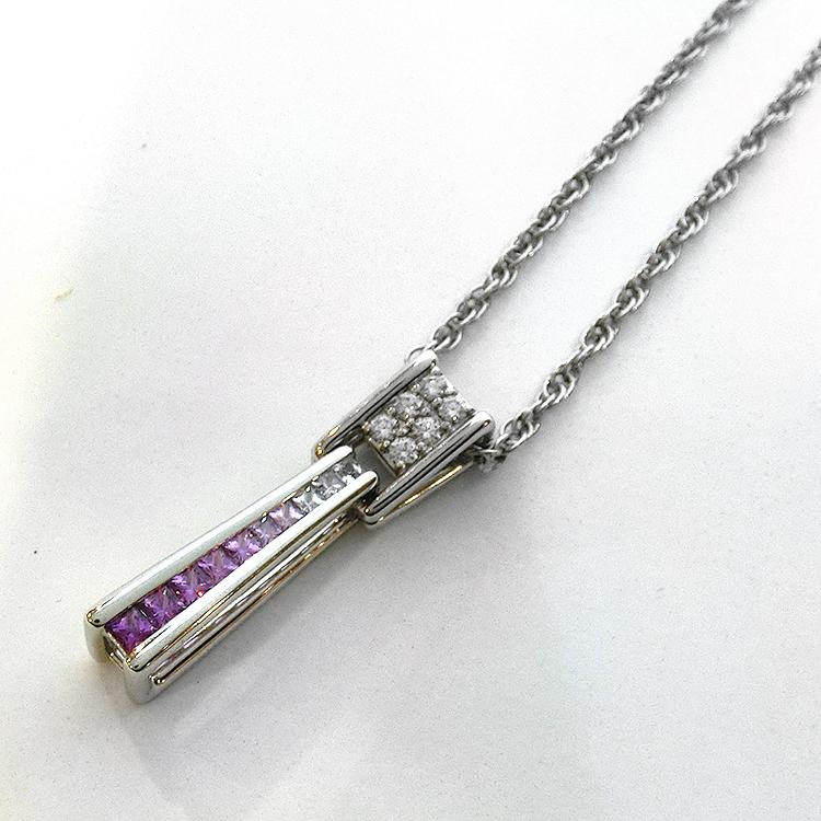 プレゼント サファイア ペンダント ネックレス 18金 ホワイトゴールド 
