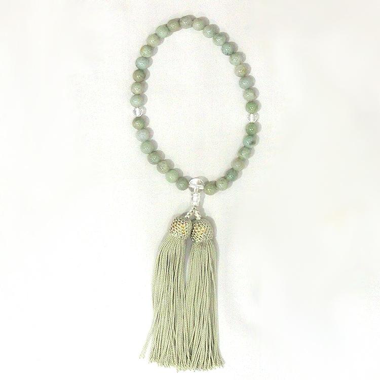 プレゼント 念珠 数珠 翡翠 ひすい ヒスイ 本翡翠 水晶 5月誕生石 8mm