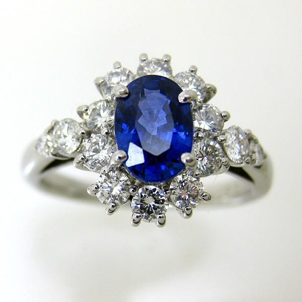 【大幅値下げ】サファイア　ダイヤモンド　Pt 900 リング 指輪　鑑別書付 サファイア ダイヤモンド リング Pt900 プラチナ 1.0ct 鑑別書付