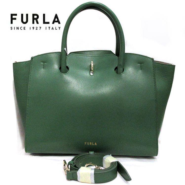 プレゼント フルラ FURLA トートバッグ ショルダー 2way GENESI Mサイズ レディース レザー 大容量 大きめ 肩掛け グリーン ブルー (t68)の画像