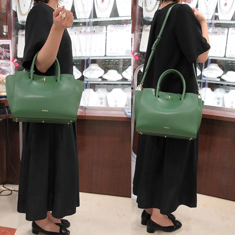 プレゼント フルラ FURLA トートバッグ ショルダー 2way GENESI Mサイズ レディース レザー 大容量 大きめ 肩掛け グリーン ブルー (t68)の画像