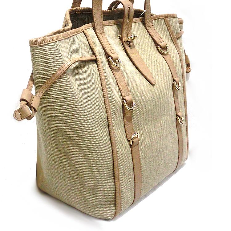 プレゼント フルラ トートバッグ FURLA WB00986 TONI GREIGE ネット ラージ ショッパー バッグ キャンバス ドローストリング A4 大容量  (t62)の画像