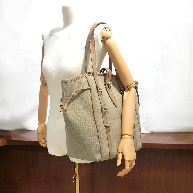 プレゼント フルラ トートバッグ FURLA WB00986 TONI GREIGE ネット ラージ ショッパー バッグ キャンバス ドローストリング A4 大容量  (t62)の画像