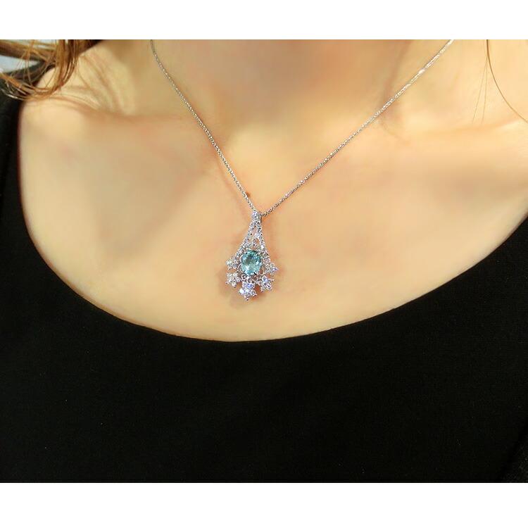絶品！パライバトルマリン♡ダイヤ♡ネックレス♡K18WG 中央宝研鑑定書