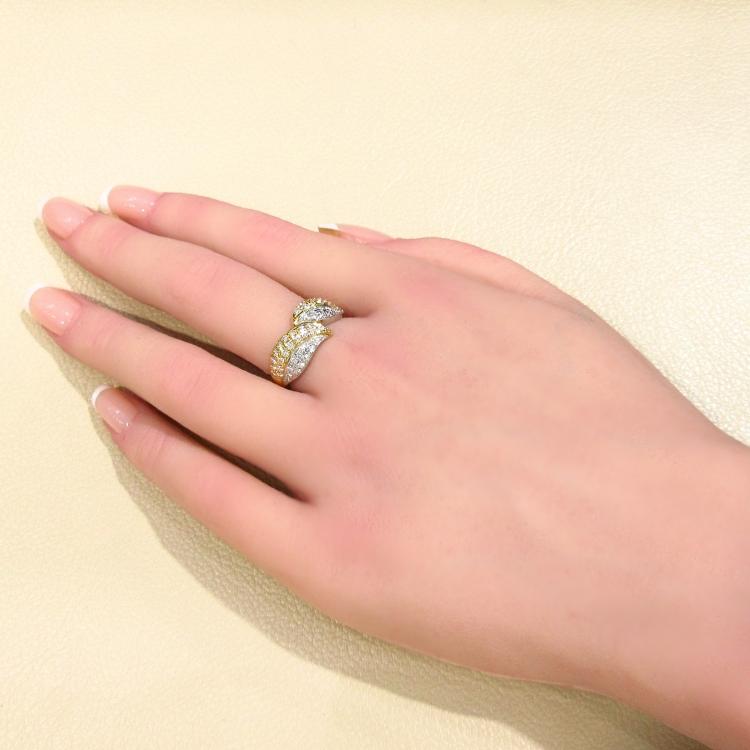 プレゼント 18金 プラチナ ダイヤモンド 指輪 デザインリング イエローゴールドK18YG PT 12号 天然石 ダイヤ 4月誕生石 幅広 大きめ 豪華 (t79)の画像
