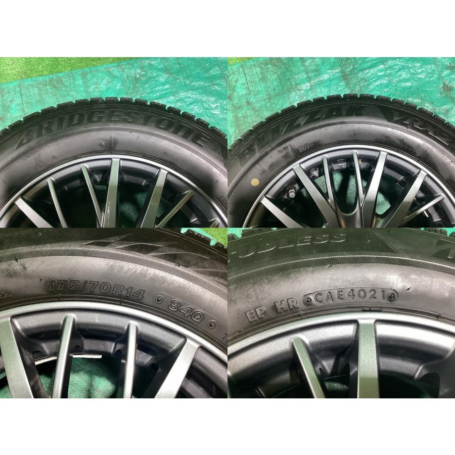 weds ravrion RM01 14x5.5JJ +38 4H PCD100 BS VRX2 175/70R14 21年製 スタッドレスタイヤ・アルミホイール 4本セット Y6 EMの画像