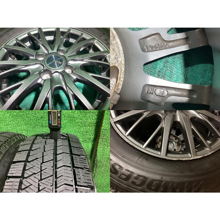 weds ravrion RM01 14x5.5JJ +38 4H PCD100 BS VRX2 175/70R14 21年製 スタッドレスタイヤ・アルミホイール 4本セット Y6 EMの画像