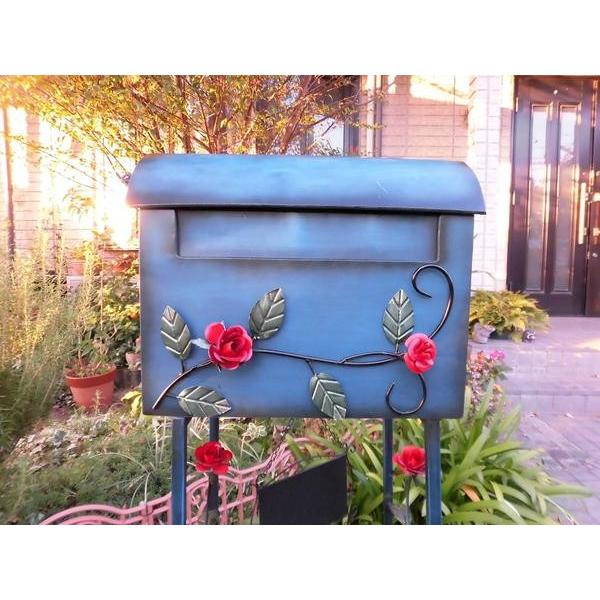 激安セール】 新品 本土送料無料 メールボックス ローズ横型 ブルー