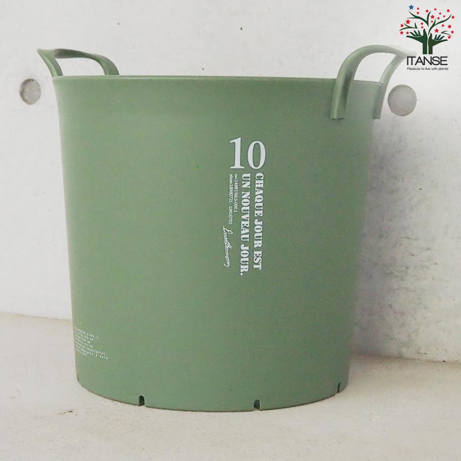 ITANSE ハンドリーポット グリーン 10号 資材 /お買い得3個セット 植木鉢 鉢植え 鉢 取っ手 おしゃれ 野菜 花 イタンセ公式の画像