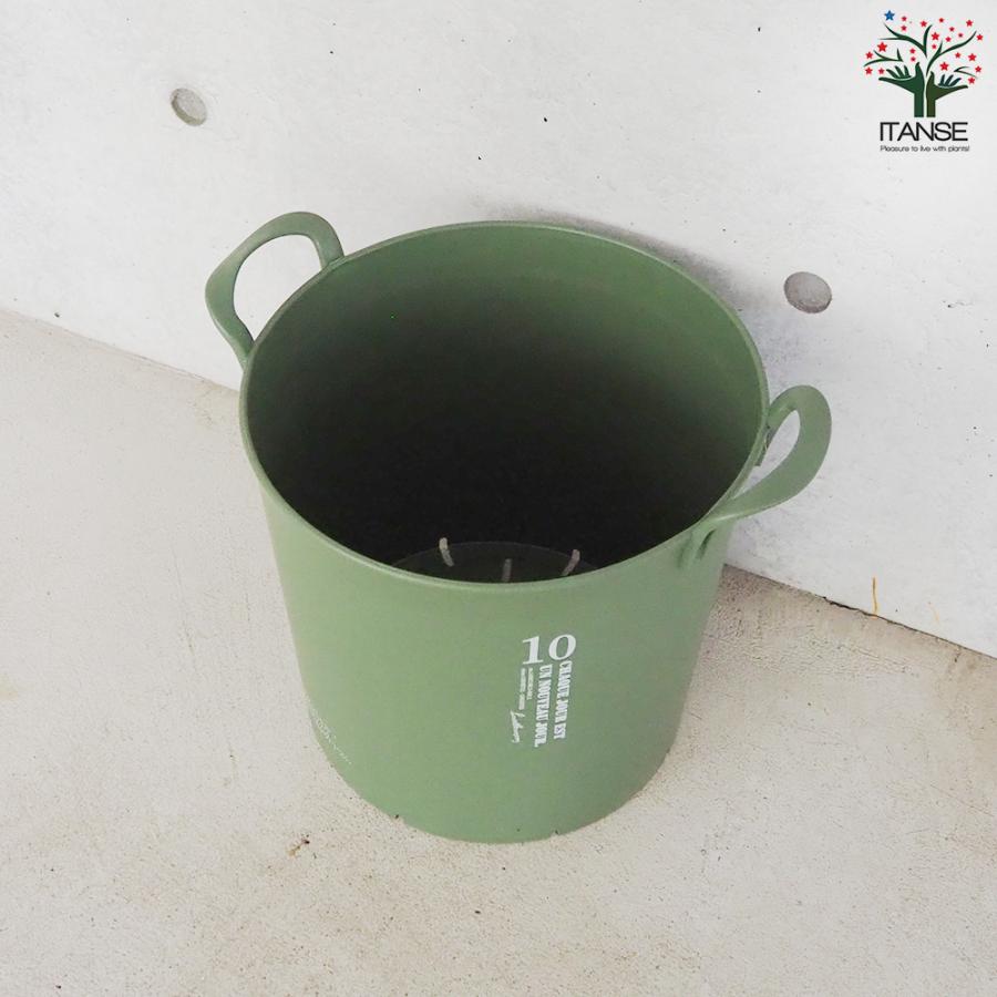 ITANSE ハンドリーポット グリーン 10号 資材 /お買い得3個セット 植木鉢 鉢植え 鉢 取っ手 おしゃれ 野菜 花 イタンセ公式の画像