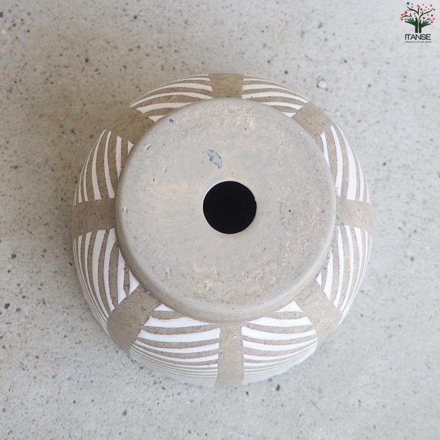 ITANSE 皿付陶器鉢 ヘリンボーン 資材 10cm/お買い得4個セット 植木鉢 鉢 鉢植え 陶器 おしゃれ 北欧 イタンセ公式の画像