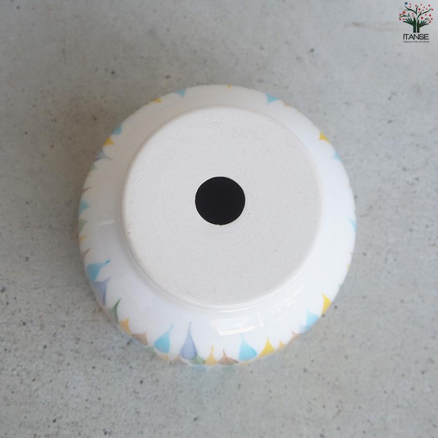 ITANSE 皿付陶器鉢 カラフルブラシ 資材 10cm/お買い得4個セット 植木鉢 鉢 鉢植え 陶器 おしゃれ 北欧 イタンセ公式の画像
