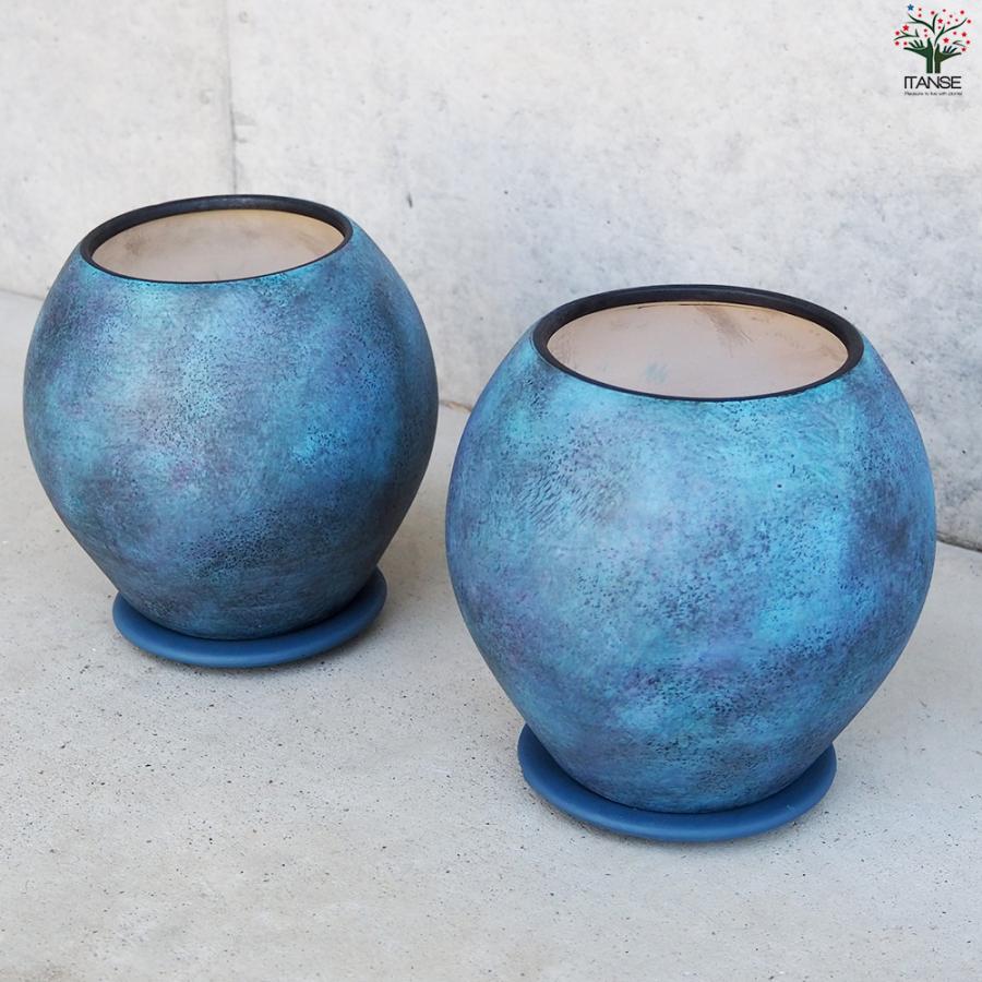 ITANSE 皿付陶器鉢 彩色焼磁 ダークブルー 資材 17cm/お買い得5個セット 植木鉢 鉢 鉢植え 陶器 おしゃれ 北欧 焼磁 イタンセ公式 ITANSE 資材 植木鉢 鉢 鉢植え おしゃれ 北欧 焼磁 0cm
