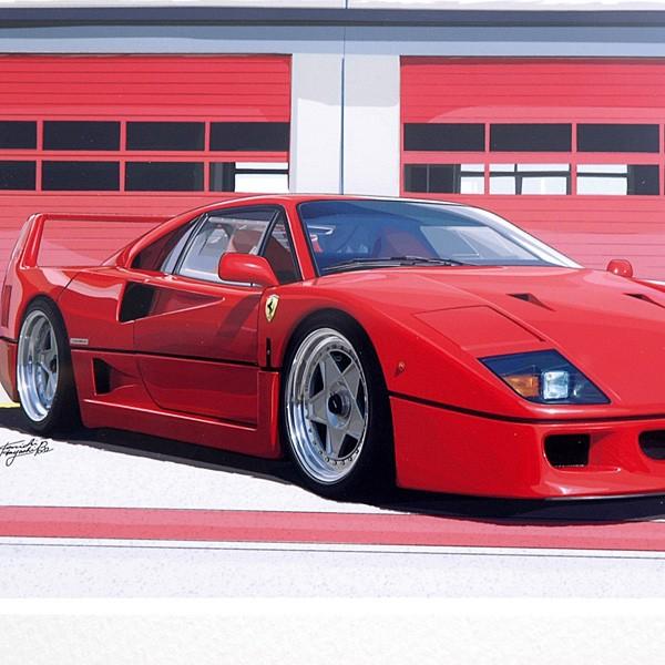 フェラーリ F40イラストレーション (フロントビュー) by 林部研一　11399｜itazatsu｜03