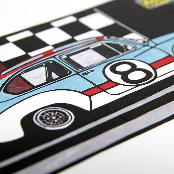 【250枚限定】 アバルト1000TC TCR 透視図 リトグラフ サイン入 アバルト（ABARTH） 1000 TCRポストカード by 音丸版画 16589