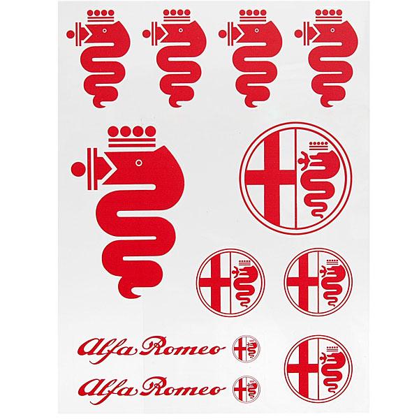 【☆即納☆】alfa romeo ステッカー 12枚セット（6種×各2枚） アルファロメオ（ALFA ROMEO） アルファロメオステッカーセット(レッド