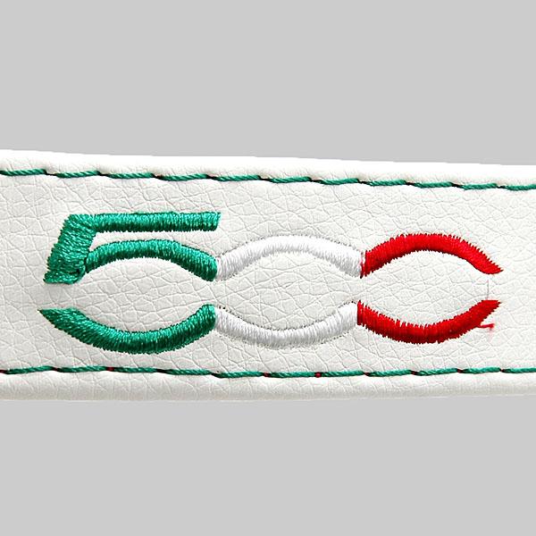 FIAT（フィアット） 500 リアゲート用レザーストラップ(ホワイト/500
