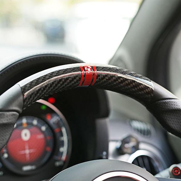 アバルト（ABARTH） 500/595リアルカーボンステアリングトップカバー