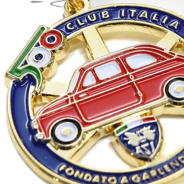 FIAT フィアット 500 CLUB ITALIAエンブレム形バッグチャーム(レッド 