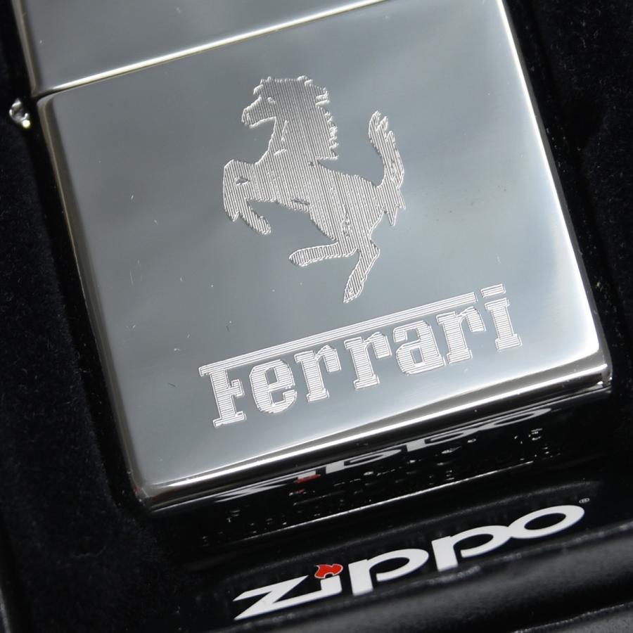 Ferrari ロゴ入りライター 黒 Ferrari フェラーリ ロゴ&Cavallino刻印ZIPPOライター (クローム