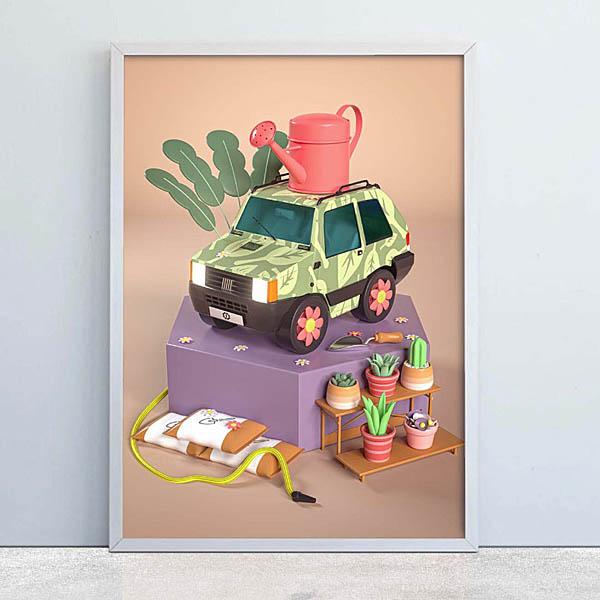 Garage Italiaオフィシャル フィアットPANDA Living 4X4ポスター(Florist)　24601 | FIAT | 05