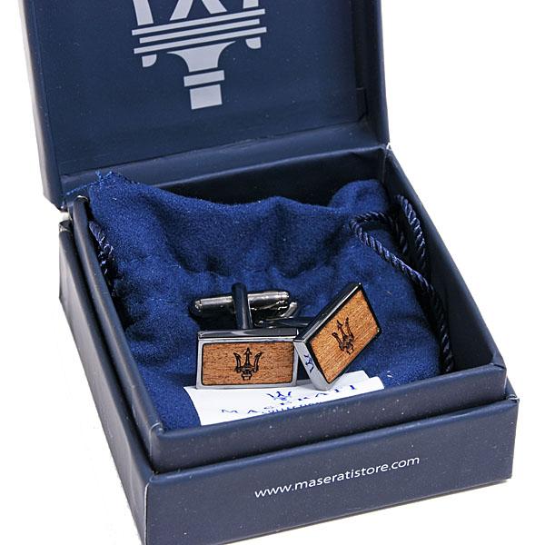 正規品 マセラティ Maserati 箱入り 箱付き カフスボタン カフス Maserati（マセラティ） マセラティ純正ブラス&ウッドカフリンクス