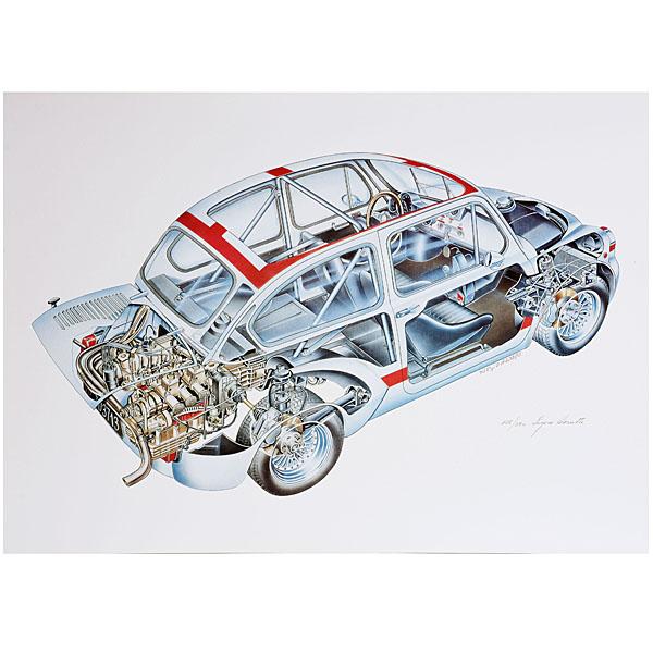 同番2枚セット アバルト 透視図 リトグラフ 1000SP 1000TC TCR アバルト（ABARTH） RIA(REGISTRO STORICO ITALIANO ABARTH)リトグラフ