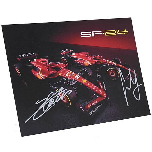 スクーデリアフェラーリSF-24 Carlos Sainz\u0026Charles Leclerc直筆サイン入りカード 25580の画像